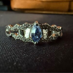 Elegant Silver and Blue Gemstone Ring